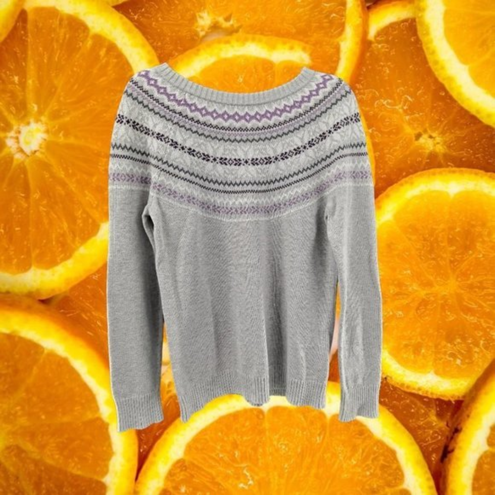 Croft & Barrow Purple and Gray Designed Sweater Small